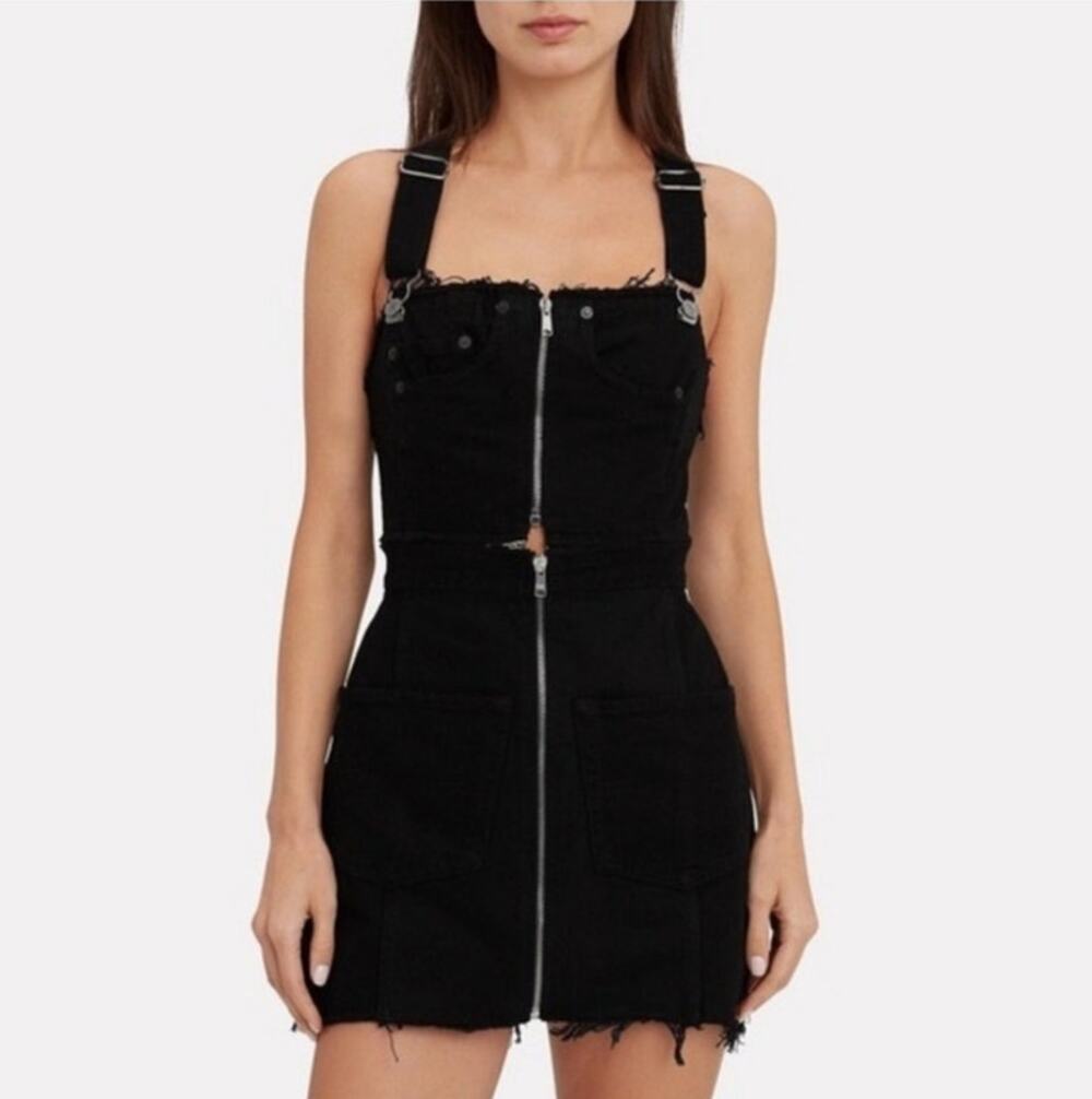 RE/DONE Levi’s Overall Denim Mini Dress Black Reworked Vintage Size XS NWT